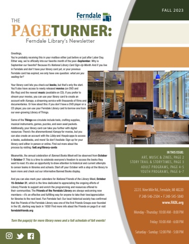 83048 Ferndale Library Fall 2023 Newsletter Flipbook