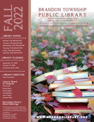 80553 BRANDON TWP LIBRARY FALL NEWSLETTER 2022