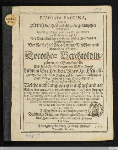 Dorothea von Blanckenfeld 1660