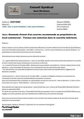 20260723 - 03 - Demande envoi lettre recommandee