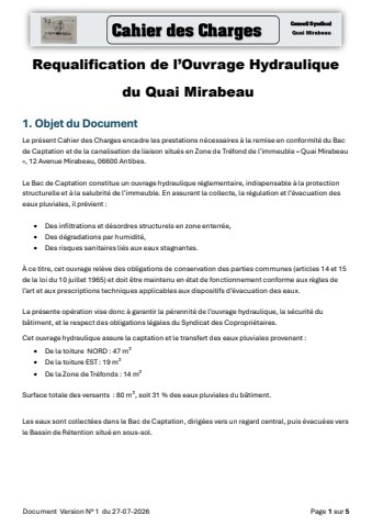 20260727 - Cahier des Charges Ouvrage Hydraulique