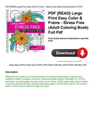 pdf [read] large print easy color & frame - stress free (adult coloring book) full pdf