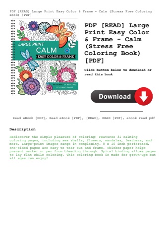 pdf [read] large print easy color & frame - calm (stress free coloring book) [pdf]