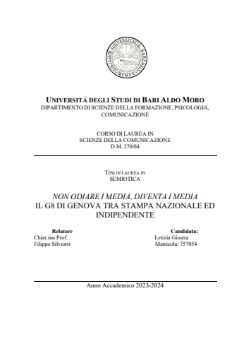 NON ODIARE I MEDIA, DIVENTA I MEDIA IL G8 DI GENOVA TRA STAMPA NAZIONALE ED INDIPENDENTE