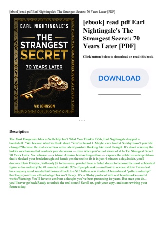 [ebook] read pdf earl nightingale's the strangest secret 70 years later [pdf]