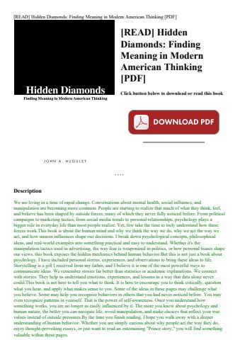 [read] hidden diamonds finding meaning in modern american thinking [pdf]