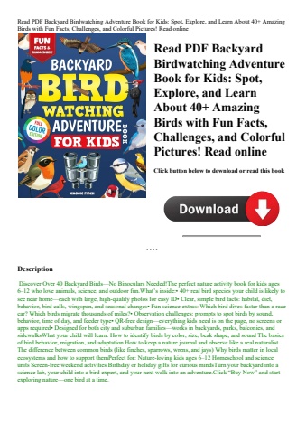 read pdf backyard birdwatching adventure book for kids spot  explore  and learn about 40+ amazing bi