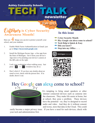 Ashley Community Schools Tech Talk Fall 2021