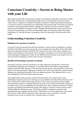 conscious creativity secrets to being master with your life