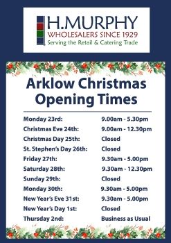 Arklow Christmas Opening Times 2024