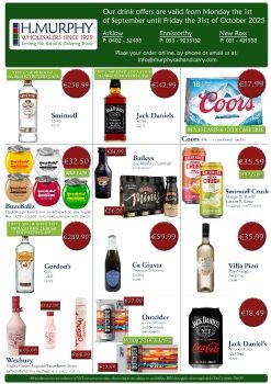 September & October Drink Offers - H.Murphy Wholesalers