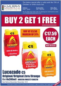 Lucozade Offer Buy 2 & Get 1 Free - H.Murphy Wholesalers