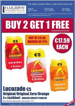 Lucozade - 4 Pack Buy 2 Get 1 Free - H.Murphy Wholesalers