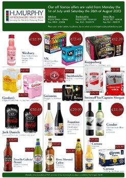 July & August Off Licence Offers - H.Murphy Wholesalers