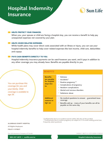 Allendale County Hospital Indemnity Policy