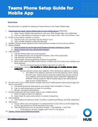 Teams - Phone Setup Guide - Mobile App