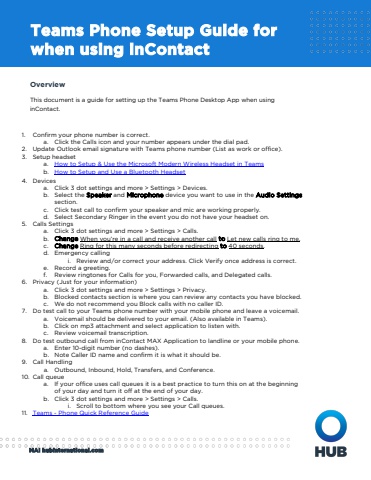 Teams - Phone Setup Guide - inContact