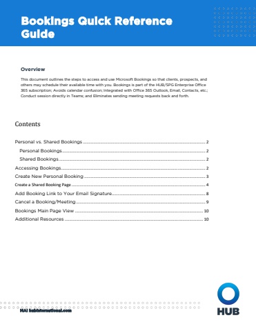 Bookings Quick Reference Guide