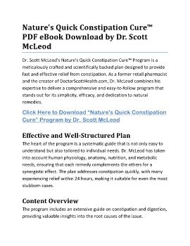 Nature's Quick Constipation Cure™ PDF eBook Download by Dr Scott McLeod