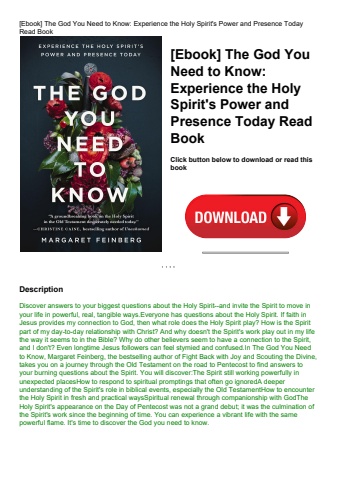 [ebook] the god you need to know experience the holy spirit's power and presence today read book