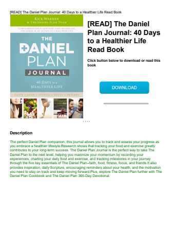 [read] the daniel plan journal 40 days to a healthier life read book