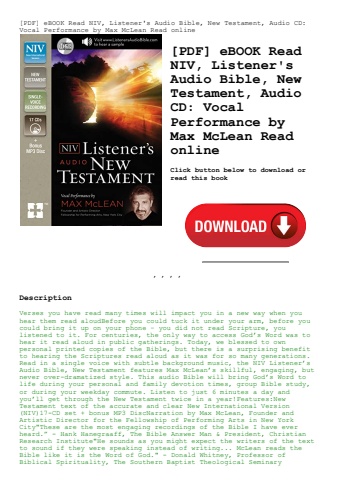 [pdf] ebook read niv  listener's audio bible  new testament  audio cd vocal performance by max mclea