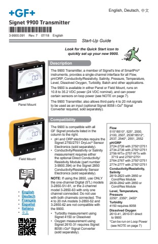 8. Start-Up Guide for 9900 Transmitter