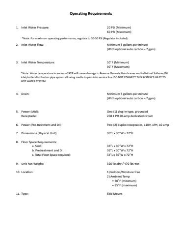 Operating Requirements