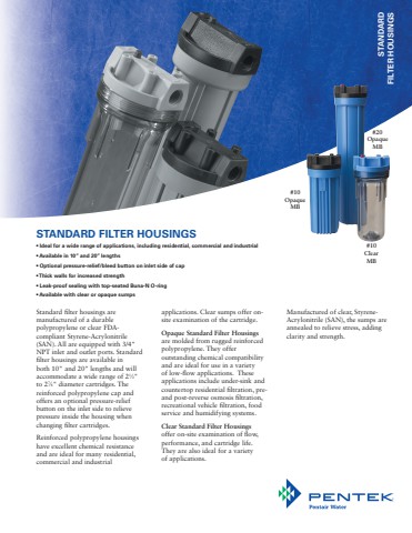 Filter housing specs