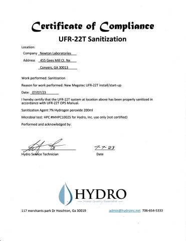 Sanitization Certificate