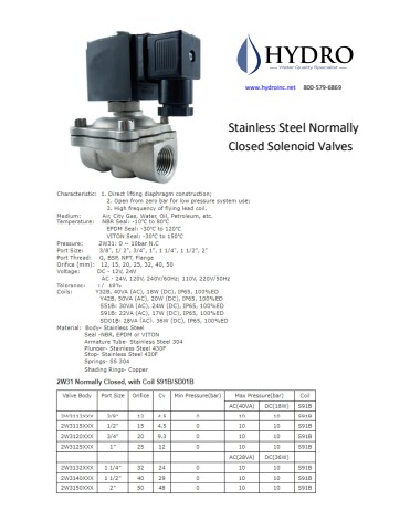 SS NC solenoid Valve