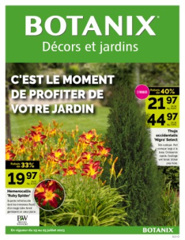 Circulaire Rabais Jardineries BOTANIX 19 au 25 juillet 2023