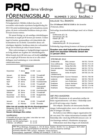 Föreningsblad 2012 nr 3