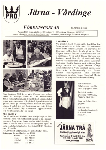 Föreningsblad 2008 nr 1