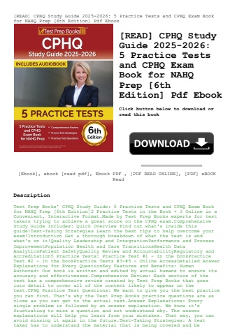 [read] cphq study guide 2025-2026 5 practice tests and cphq exam book for nahq prep [6th edition] pd