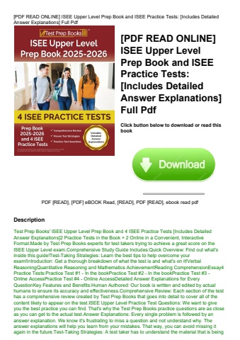 [pdf read online] isee upper level prep book and isee practice tests [includes detailed answer expla