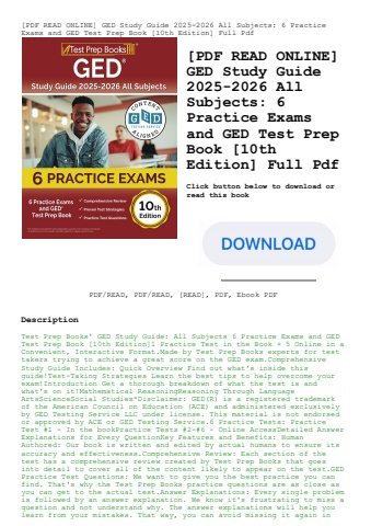 [pdf read online] ged study guide 2025-2026 all subjects 6 practice exams and ged test prep book [10