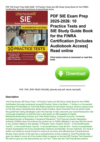 pdf sie exam prep 2025-2026 10 practice tests and sie study guide book for the finra certification [