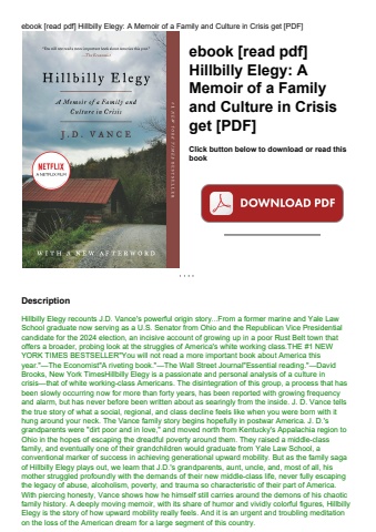 ebook [read pdf] hillbilly elegy a memoir of a family and culture in crisis get [pdf]