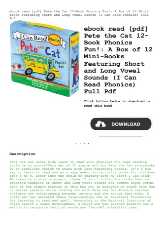 ebook read [pdf] pete the cat 12-book phonics fun! a box of 12 mini-books featuring short and long v