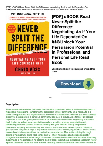 [pdf] ebook read never split the difference negotiating as if your life depended on itã¢â€â•unlock y