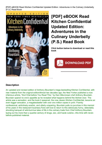 [pdf] ebook read kitchen confidential updated edition adventures in the culinary underbelly (p