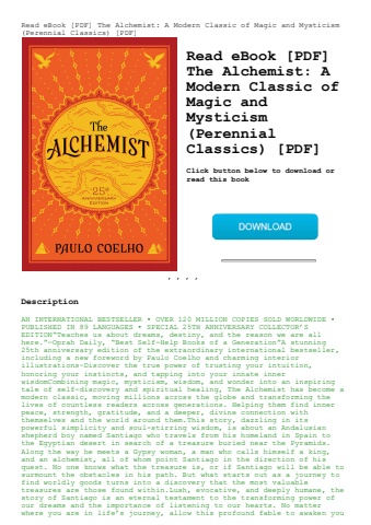 read ebook [pdf] the alchemist a modern classic of magic and mysticism (perennial classics) [pdf]