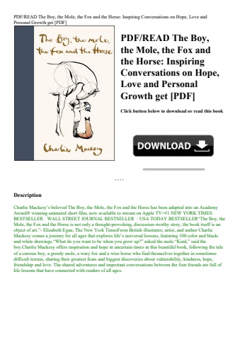 pdfread the boy  the mole  the fox and the horse inspiring conversations on hope  love and personal