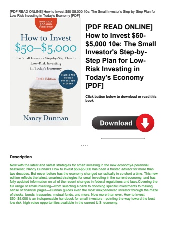 [pdf read online] how to invest $50-$5 000 10e the small investor's step-by-step plan for low-risk i