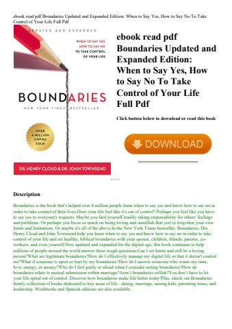 ebook read pdf boundaries updated and expanded edition when to say yes  how to say no to take contro