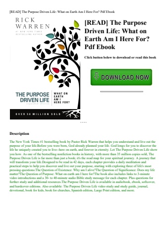 [read] the purpose driven life what on earth am i here for pdf ebook