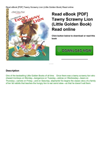 read ebook [pdf] tawny scrawny lion (little golden book) read online