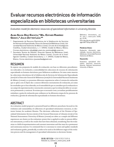 Evaluar recursos electrónicos de información especializada en bibliotecas universitarias