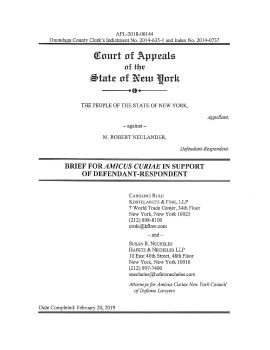 The People of the State of New York v. M. Robert Neulander - Brief for Amicus Curiae in Support of Defendant-Respondent